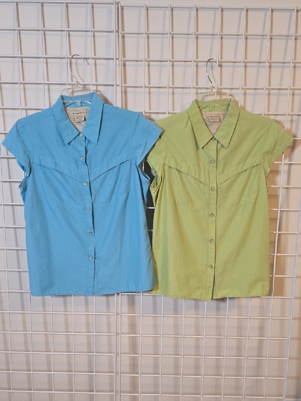 Exofficio Set Of 2 Button-Front Shirts with Mesh Back Light Blue&Lime Size Med